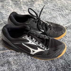Mizuno Black and Silver Volleyball Shoes